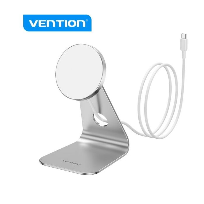 Vention Cargador Inalambrico - USB-C - Aleacion de Aluminio - Potencia 15W/10W/7.5W/5W - Color Plata