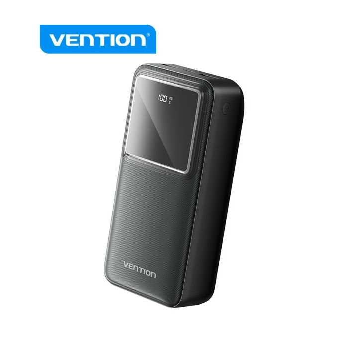 Vention Powerbank de Energia - 30000mAh - Carga Rapida 22.5W - USB-C/USB-A - Pantalla LED - Color Negro