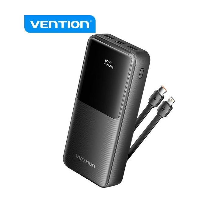 Vention Power Bank 20.000mAh - Multiples Interfaces - Alta Capacidad de Carga - Salida Total 3A - Color Negro