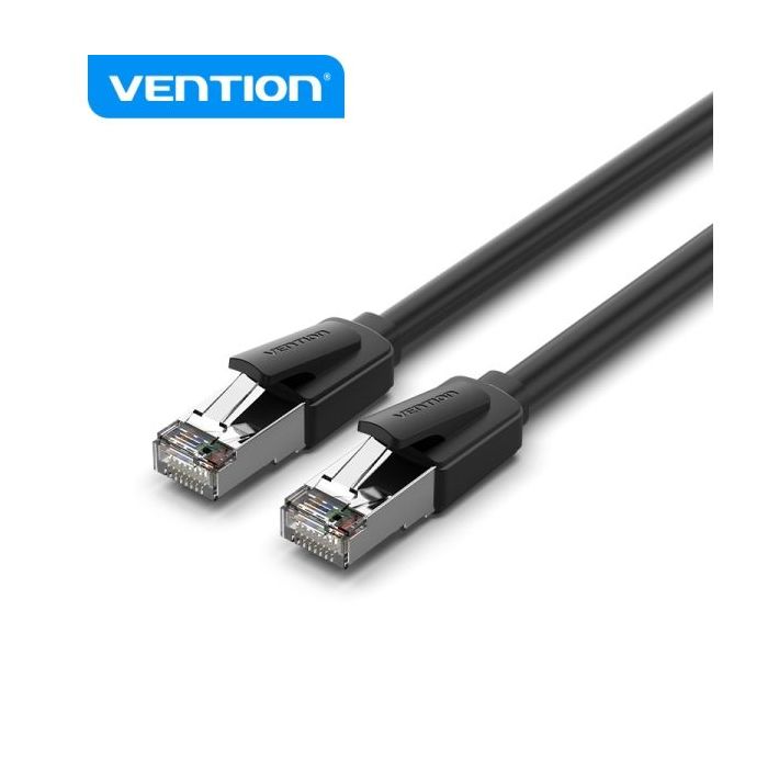 Vention Cable Ethernet Cat8 - Velocidad 40Gbps - Ancho de Banda 2000MHz - Baja Latencia - Conectores Niquelados - Color Negro