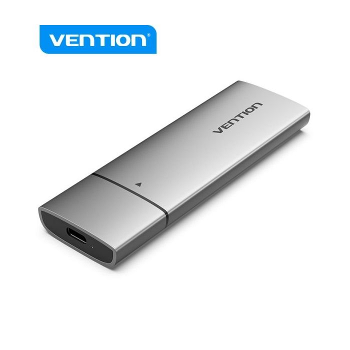 Vention Carcasa para SSD - USB 3.1 Gen 2C - 10 Gbps - Aluminio - Compatible M.2 NVMe - Incluye cable USB-C - Color Gris