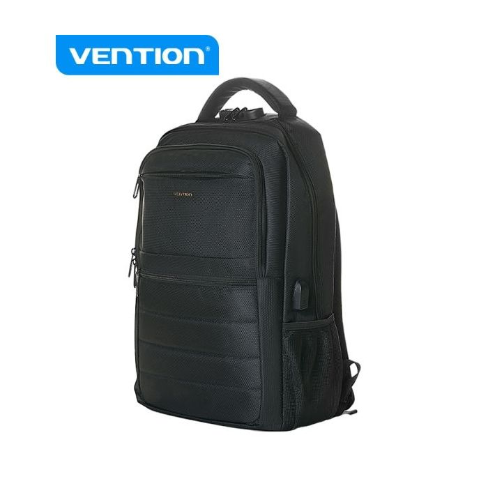 Vention Mochila TechPro SecurePack - Compatible con Portatiles hasta 17"- Puerto USB - Cremallera con Contraseña - Impermeable - Color Negro