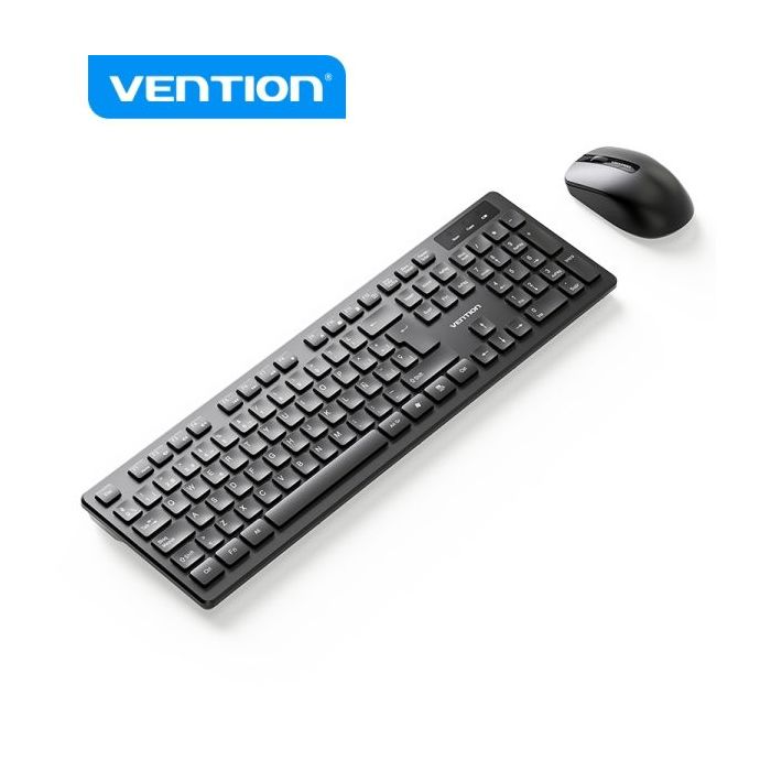 Vention KTD Combo Teclado y Raton Inalambrico - Conexion 2.4GHz - 1200 DPI - 104 Teclas - Color Negro