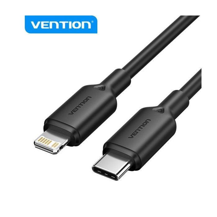Vention Cable USB-C a Lightning - Conector niquelado - Potencia 27W - Corriente 3A - Color Negro