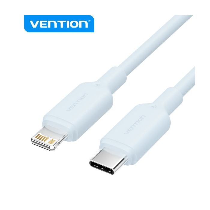 Vention Cable USB-C a Lightning - Conector Niquelado - Potencia 27W - Corriente 3A - Color Azul