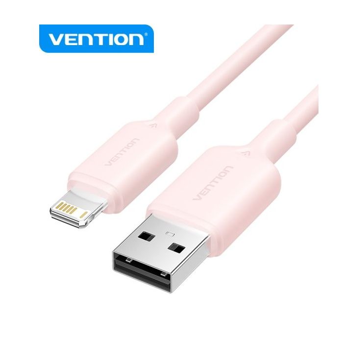 Vention Cable USB Lightning - Conector USB-A a Lightning - Transmision 480Mbps - Salida 2.4A - Color Rosa