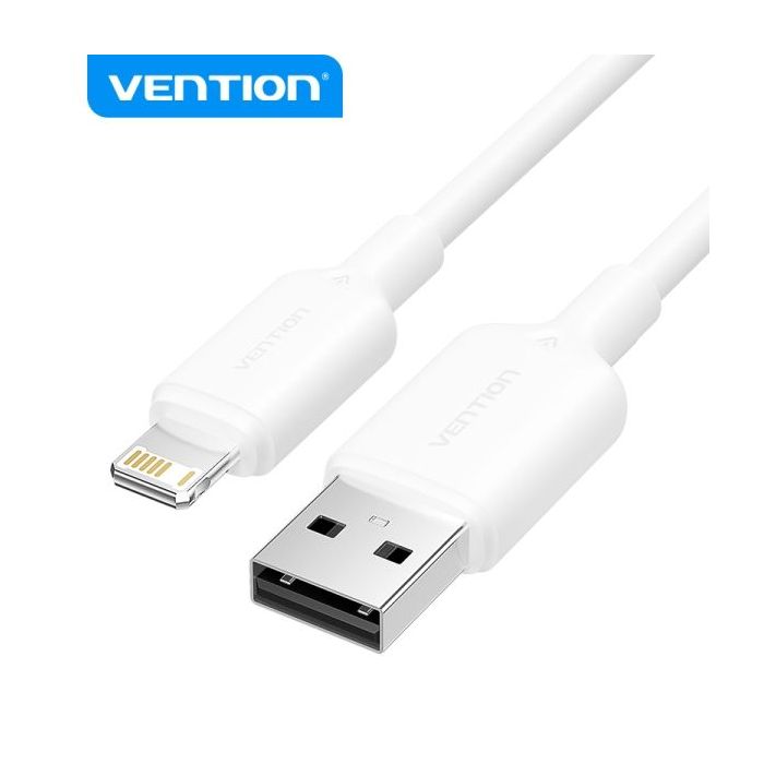 Vention Cable USB 2.0 Lightning - Transmision 480Mbps - Salida 2.4A - Conductor Bronce Enlatado - Color Blanco