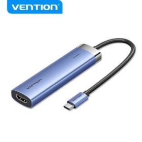 Vention T6E Estacion de Acoplamiento USB-C 5 en 1 - Transferencia 5 Gbps - Pantalla 4K - Carga Rapida 100W - Color Azul