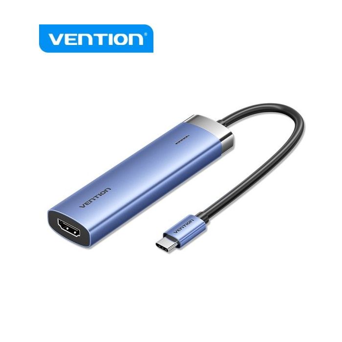 Vention T6E Estacion de Acoplamiento USB-C 5 en 1 - Transferencia 5 Gbps - Pantalla 4K - Carga Rapida 100W - Color Azul