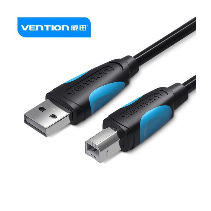 Vention Cable USB 2.0 Impresoras - Transmision 480 Mbps - Recubrimiento Aluminio y Trenza Metalica - Carcasa PVC - AWG 24+28 - Color Negro