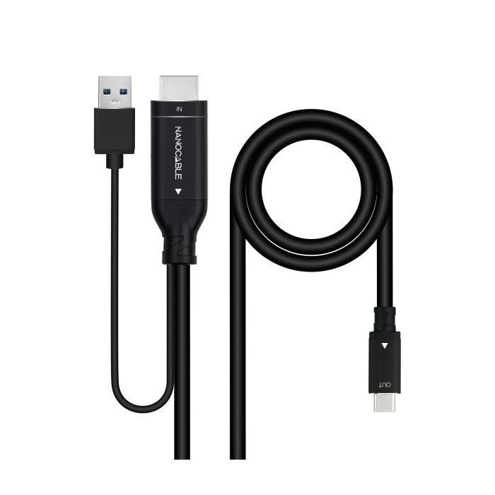 Nanocable Cable Conversor HDMI Macho a USB-C Macho - Longitud 1.8m - Color Negro
