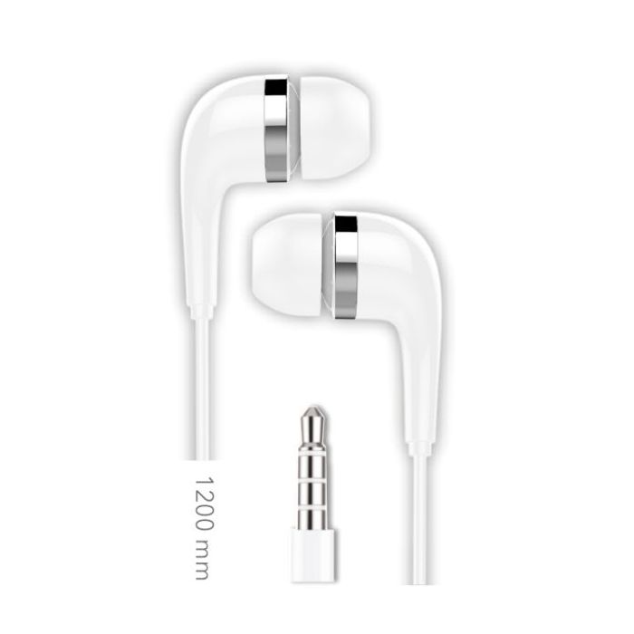 TechOneTech BSK Auriculares con Microfono Integrado - Conexion Jack 3.5mm - Asistente Voz - Cable de 1.20m - Color Blanco