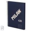 Milan Serie 1918 Cuaderno Espiral Formato A5 Cuadricula 5x5mm - 80 Hojas de 95 gr/m2 - Microperforado, 2 Taladros - Color Azul