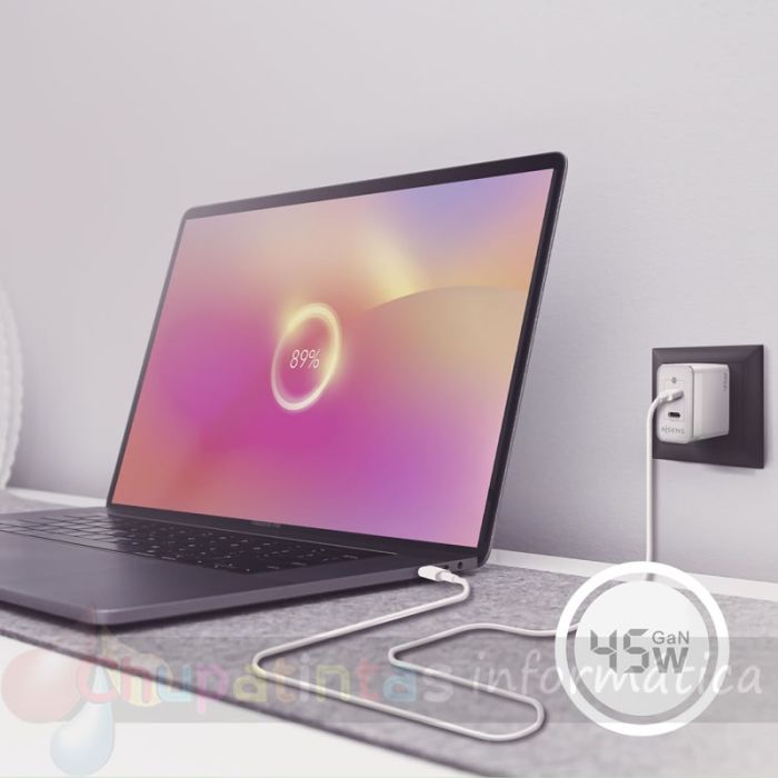 Aisens Cargador GAN 45W - 2xUSB-C PD3.0 QC4.0 - Color Blanco-6