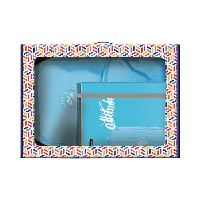 Dohe Serie Pastel Pack de Mochila Mediana + Portatodo Doble + Carpeta de 4 Anillas Formato A4 con Recambio de 100 Hojas - Color Azul Pastel