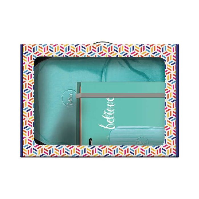 Dohe Serie Pastel Pack de Mochila Mediana + Portatodo Doble + Carpeta de 4 Anillas Formato A4 con Recambio de 100 Hojas - Color Verde Pastel