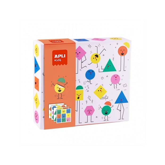 Apli Juegos de Gomets Geometricos Emociones - Didactico - Removibles - Incluye Laminas y Ejemplos - Estimula Psicomotricidad y Pensamiento Matematico - Recomendado desde 3 Años
