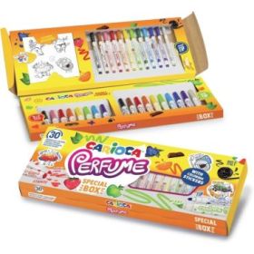 Carioca Perfume Pack de 30 Rotuladores Perfumados - 12 Punta Media, 10 Punta Maxi y 8 Punta Maxi y Punta con Sellos - Ideales para Dibujar y Colorear - Colores Surtidos