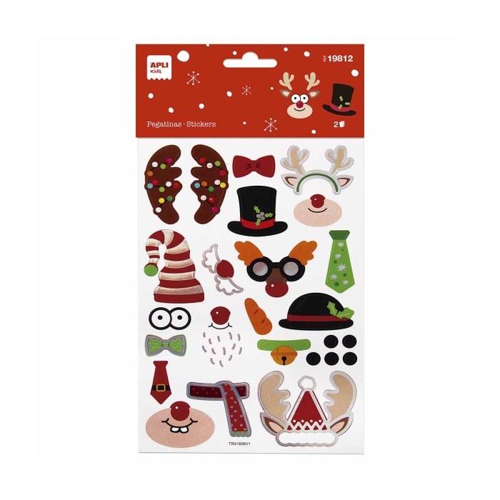 Apli Bolsa con 35 Pegatinas Navideñas Modelo Construccion Navidad - Adhesivo Permanente - Motivos Navideños