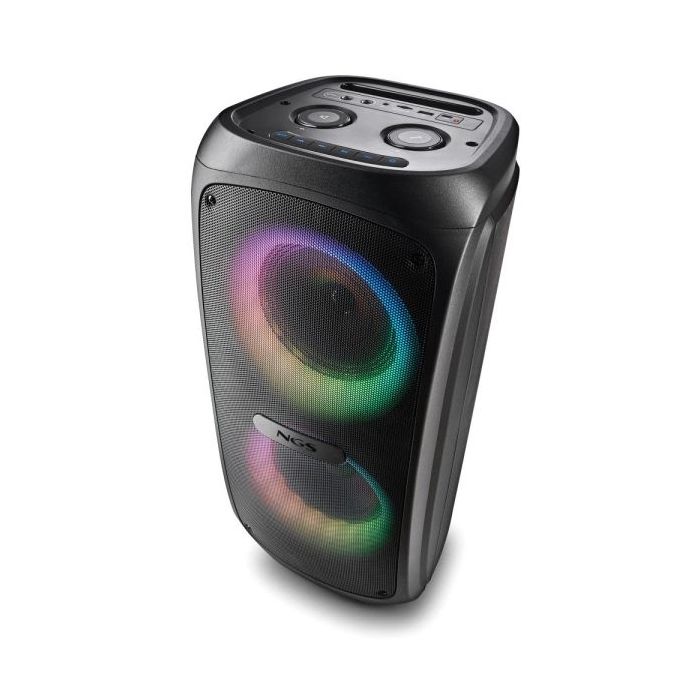 NGS Wild Temper Altavoz Portatil 200W TWS Bluetooth 5.3 - Iluminacion LED RGB - USB, Aux In y Doble Entrada de Microfono - Autonomia hasta 5h - Color Negro
