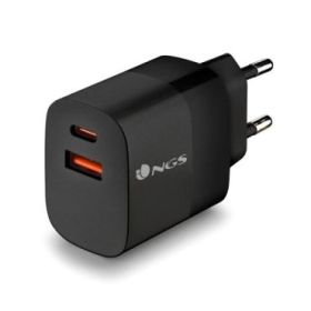 NGS Bud 45W Cargador Universal de Pared 45W Ultrarapido - 1x USB-C PD - PPS, 1x USB-A QC 3.0 - Color Negro