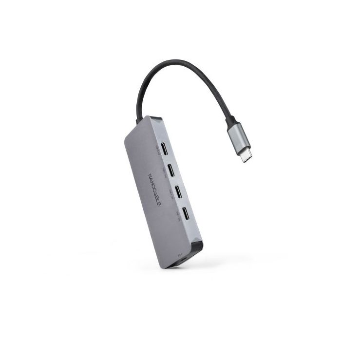 Nanocable Hub USB-C 3.2 con 4x Puertos USB-C 3.2 + 1 Puerto USB-C PD 100W - Velocidad de Transferencia de hasta 10Gbps - Cable de 0.10m