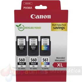 Canon PG560XL + CL561XL Pack de 3 Cartuchos de Tinta Originales - 3712C009-1