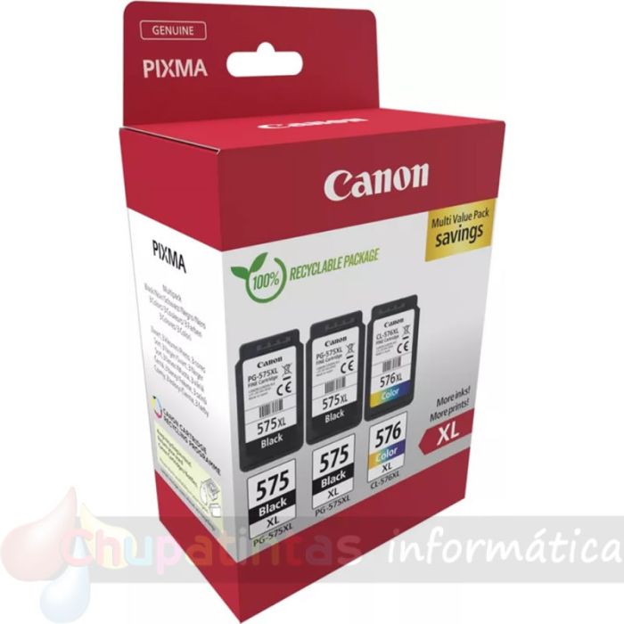 Canon PG575XL/CL576XL Multipack de 3 Cartuchos de Tinta Originales - 5437C004-2