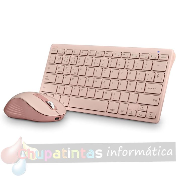 NGS Fantasy Pack Teclado Compacto Silencioso + Ratón Silencioso 1600dpi 5 Botones - Conexión 2,4GHz, BT1 y BT2 - Color Rosa-2
