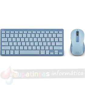 NGS Fantasy Pack Teclado Compacto Silencioso + Ratón Silencioso 1600dpi 5 Botones - Conexión 2,4GHz, BT1 y BT2 - Color Azul-1