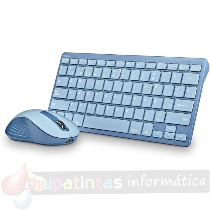 NGS Fantasy Pack Teclado Compacto Silencioso + Ratón Silencioso 1600dpi 5 Botones - Conexión 2,4GHz, BT1 y BT2 - Color Azul-2
