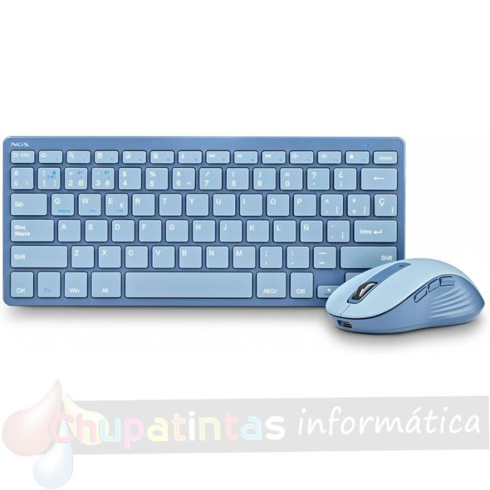 NGS Fantasy Pack Teclado Compacto Silencioso + Ratón Silencioso 1600dpi 5 Botones - Conexión 2,4GHz, BT1 y BT2 - Color Azul-3