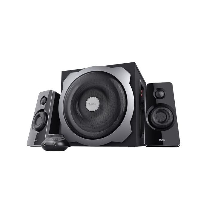 Trust Tytan Juego de Altavoces 2.1 USB 120W - Subwoofer de Madera - Mando a Distancia - Entrada Jack 3.5mm - Color Negro