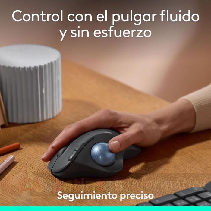 Logitech Ergo M575 Ratón Inalámbrico TrackBall USB 2000dpi - 5 Botones - Uso Diestro - Color Grafito - Control con el pulgar