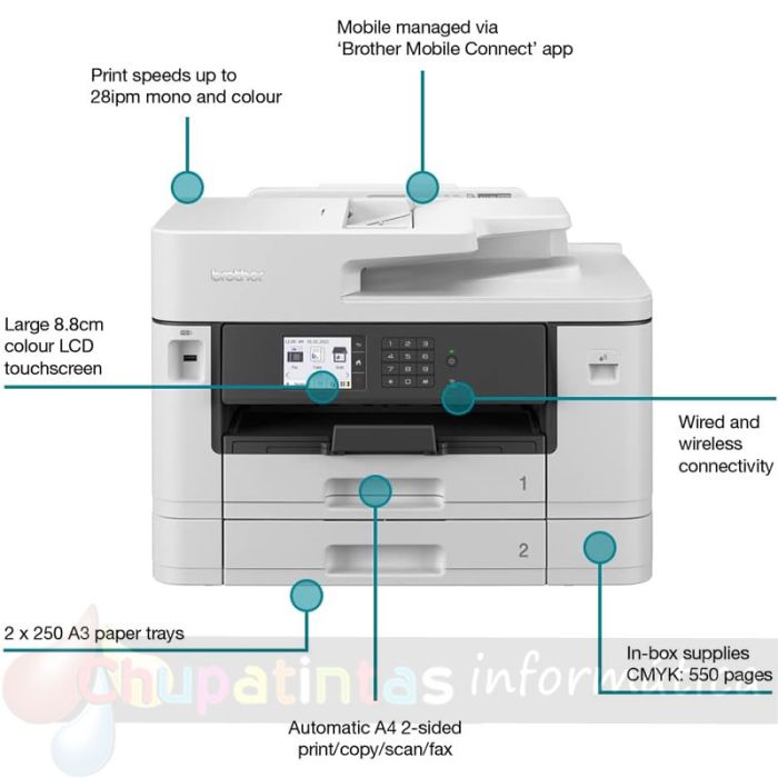 Brother MFC-J5740DW Impresora Multifunción A3 Color Wifi Dúplex Fax 27ppm - Características