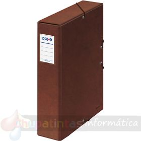 Dohe Caja para Proyectos Lomo 7cm - Cartón Forrado con Papel Impreso y Plastificado - Cierre con Gomas - Color Cuero