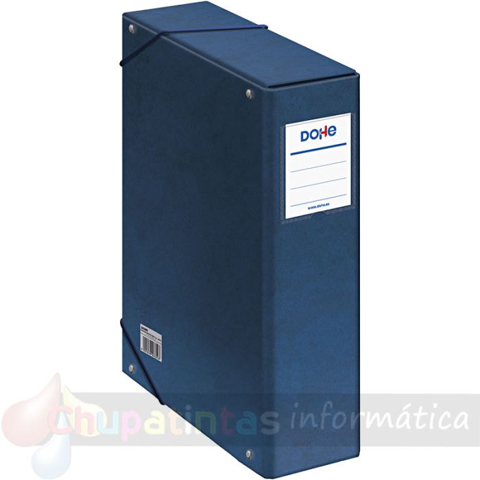 Dohe Caja para Proyectos Lomo 9cm - Cartón Forrado con Papel Impreso y Plastificado - Cierre con Gomas - Color Azul