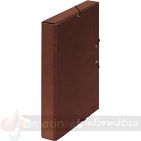 Dohe Caja para Proyectos Lomo 3cm - Cartón Forrado con Papel Impreso y Plastificado - Cierre con Gomas - Color Cuero