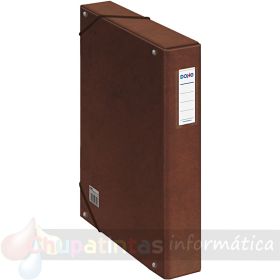 Dohe Caja para Proyectos Lomo 5cm - Cartón Forrado con Papel Impreso y Plastificado - Cierre con Gomas - Color Cuero