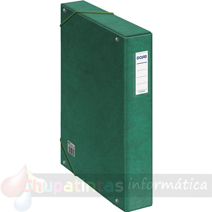 Dohe Caja para Proyectos Lomo 5cm - Cartón Forrado con Papel Impreso y Plastificado - Cierre con Gomas - Color Verde