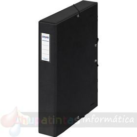 Dohe Caja para Proyectos Lomo 5cm - Cartón Forrado con Papel Impreso y Plastificado - Cierre con Gomas - Color Negro