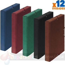Dohe Pack 12 Cajas para Proyectos Lomo 3cm - Cierre con Gomas - Colores Surtidos