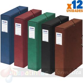 Dohe Pack 12 Cajas para Proyectos Lomo 7cm - Cierre con Gomas - Colores Surtidos