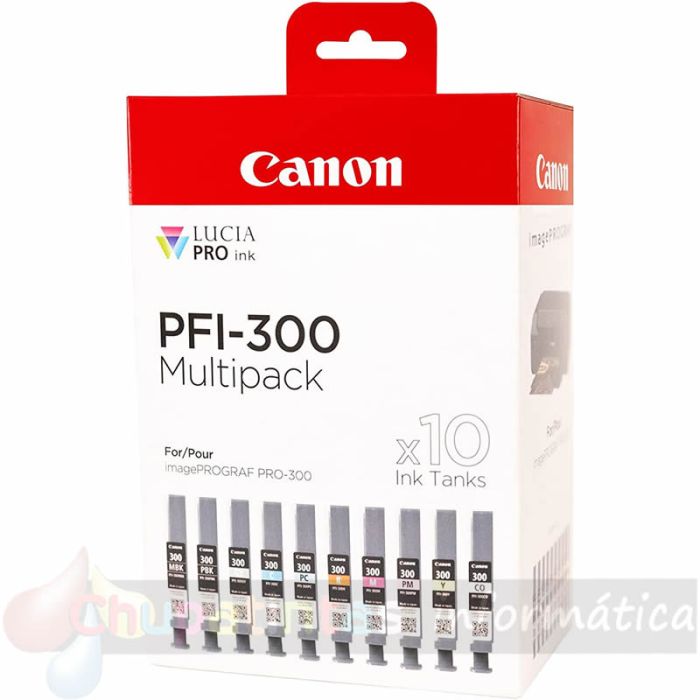 Canon PFI300 Pack de 10 Cartuchos de Tinta Originales - 4192C008-2