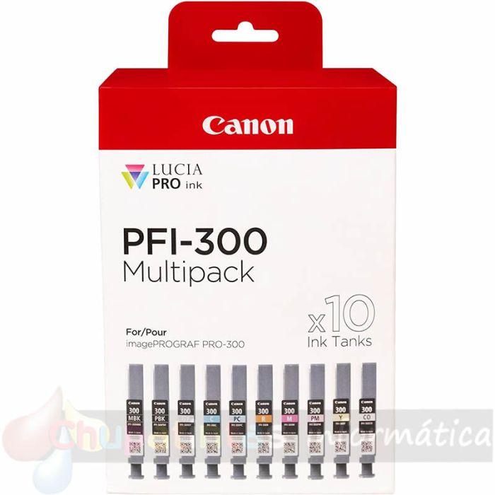 Canon PFI300 Pack de 10 Cartuchos de Tinta Originales - 4192C008-1