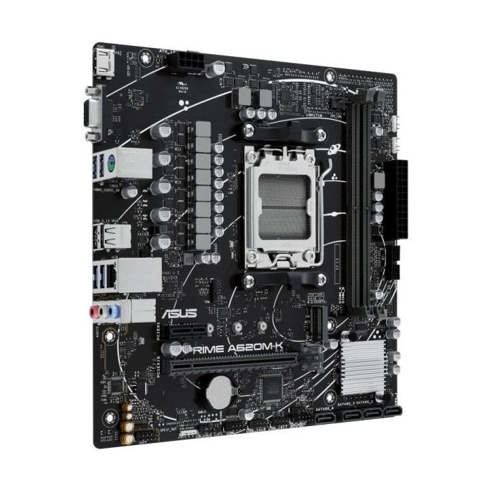 Asus Prime A620M-K Placa Base AMD AM5 2x DDR5 - HDMI, M.2, PCIe, 4x Sata III, USB 2.0, 3.2, RJ-45, VGA, Factor MicroATX
