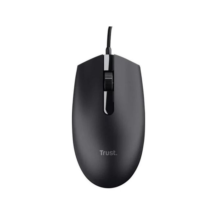 Trust TM101 Eco Raton USB 1200dpi - Fabricado con 50% de Plasticos Reciclados - 3 Botones - Uso Ambidiestro - Cable de 1.60m - Color Negro