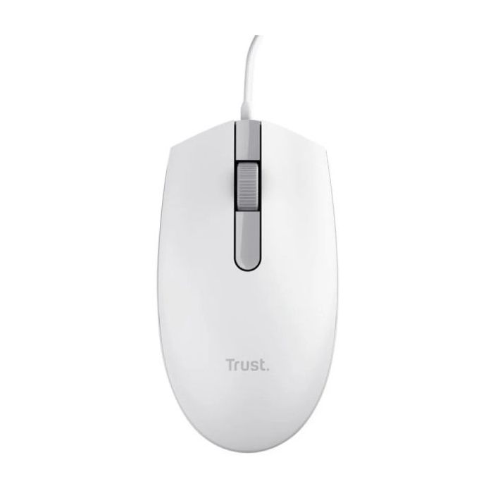 Trust TM101 Eco Raton USB 1200dpi - Fabricado con 50% de Plasticos Reciclados - 3 Botones - Uso Ambidiestro - Cable de 1.60m - Color Blanco