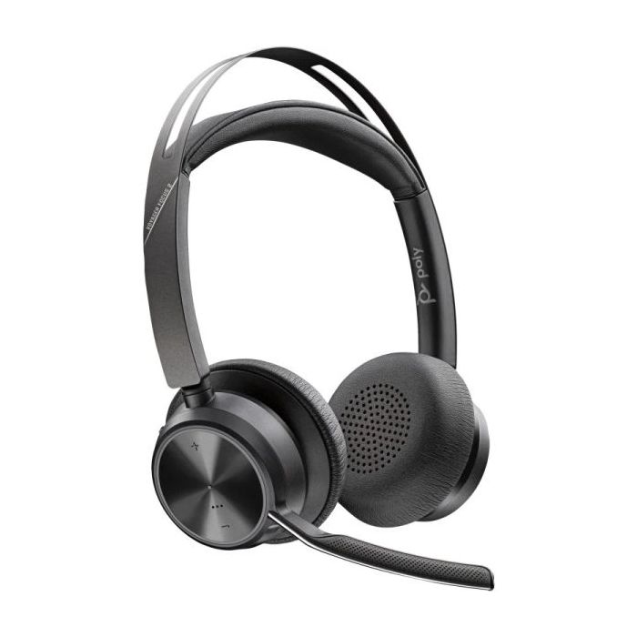 Plantronics/Poly Voyager Focus 2 Auriculares con Microfono Bluetooth 5.1 - Cancelacion de Ruido - Almohadillas Acolchadas - Autonomia hasta 40h - Control en Auricular - Color Negro
