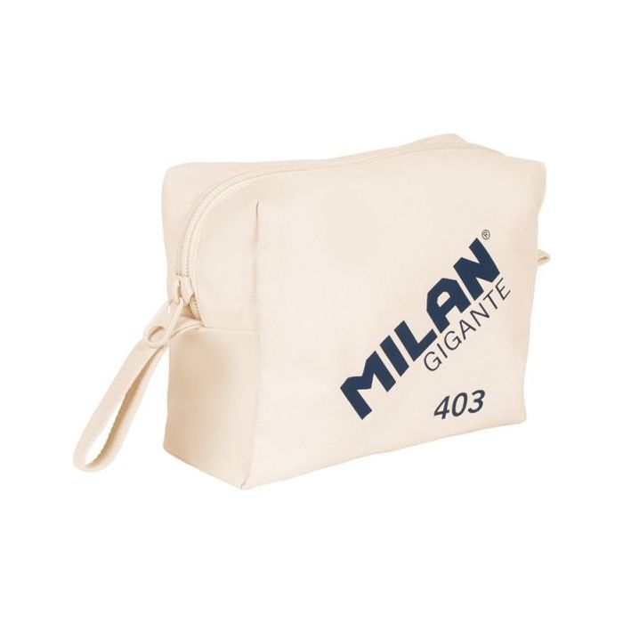 Milan Serie 1918 Gigante 403 Neceser de Gran Capacidad - Tamaño 27x20x11cm - 2 Compartimentos Interiores - Cierre de Cremallera - 100% Algodon - Color Beige